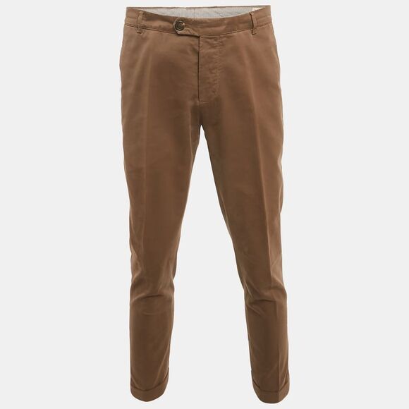 Brunello Cucinelli Brown Gabardine Straight Fit Pants M/waist 34